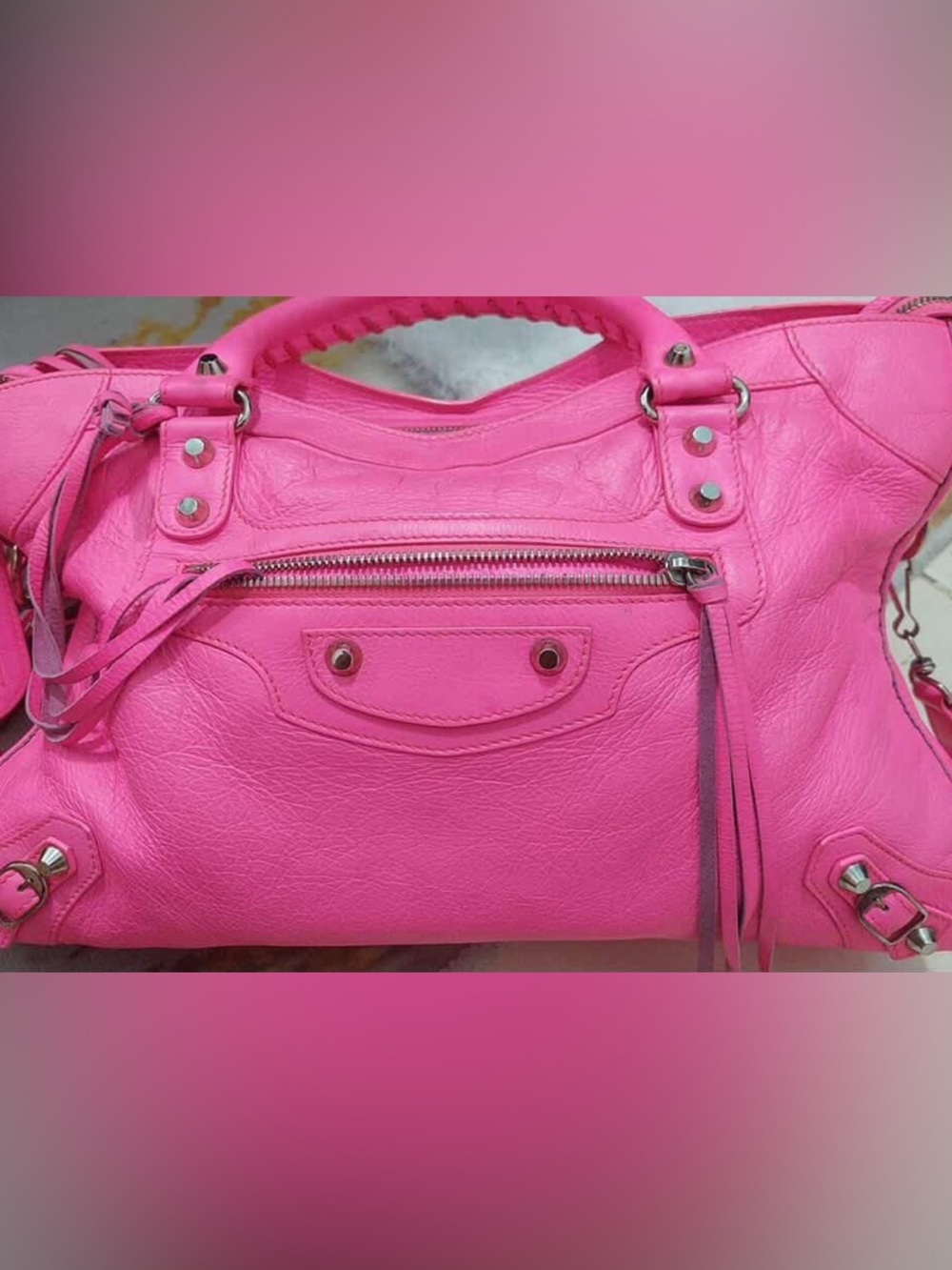 Balenciaga City Bag Hot Pink Very Good preowned Condition
